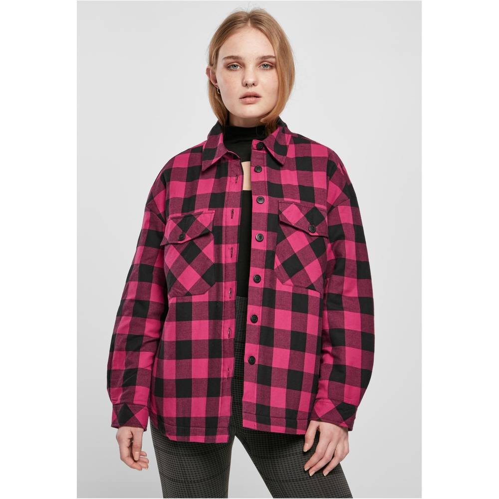 Urban Classics - Flanell Padded Overshirt Chemisier - Noir/Rose